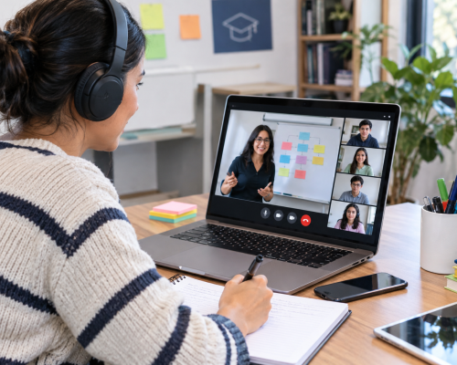 Clase virtual en un espacio acogedor