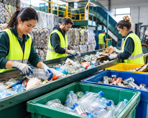 Clasificación de reciclaje en acción