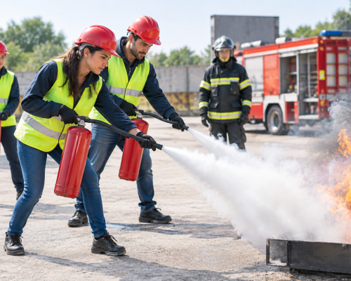 Entrenamiento de extinción de incendios