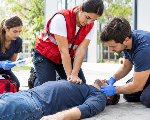 Equipo de primeros auxilios en acción