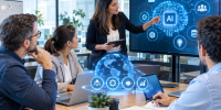 Estrategia de IA en la oficina futurista