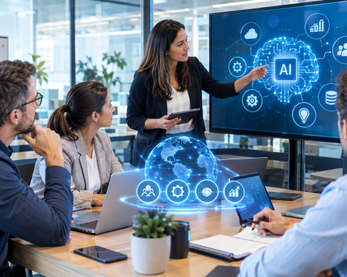 Estrategia de IA en la oficina futurista