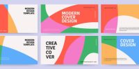 Creative covers or horizontal posters  in modern minimal style for corporate identity, branding, social media advertising, promo. Modern layout design template with dynamic colorful overlay lines