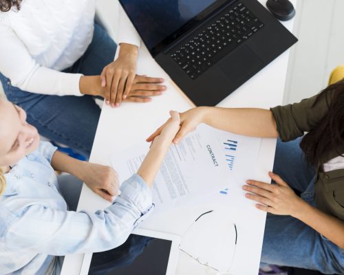 vista-superior-mujeres-dandose-la-mano